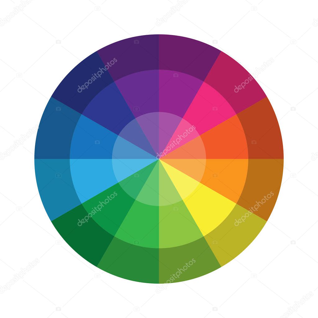 Circle palette of colors. Multicolored wheel with a gradient. Rainbow mix. Vector illustration. Stock image.