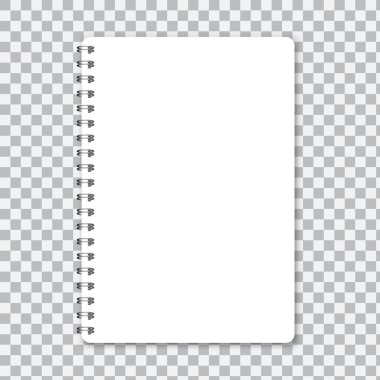 Kablolu not defteri. Sarmalı defter. Notlar için not A5. Vektör çizimi. Resim yükle.