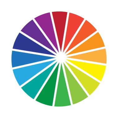 Renkli renk tekerleği. Palet grafik vektörü. Spektrum düzenleme grafiği. Radyal gökkuşağı dairesi. EPS 10.