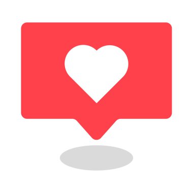 Kırmızı sohbet balonu. Kalp mesajı sembolü. Aşk bildirim simgesi. Vektör konuşma balonu. EPS 10.