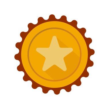 Altın madalya tasarımı. Ödül amblemi. Yıldız zafer sembolü. Şampiyon Vektör. EPS 10.