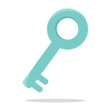 Anahtar güvenlik erişimi. Cyan araç illüstrasyonu. Kilit açma sembolü. Vektör çözüm amblemi. EPS 10.