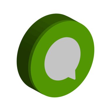 Isometric sohbet balonu. Yeşil sohbet sembolü. Konuşma mesajı amblemi. Vektör üç boyutlu şekil. EPS 10.