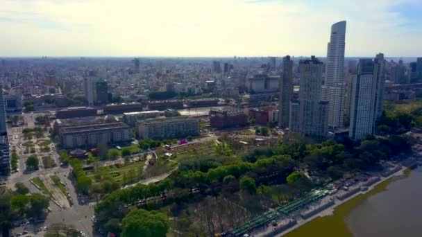 Puerto Madero Vista Aérea Cidade Buenos Aires Dia Ensolarado Bonito — Vídeo de Stock