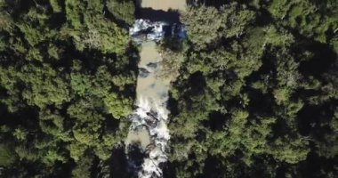 Misiones Arjantin ormanlarında bir şelalenin nehir yatağı.