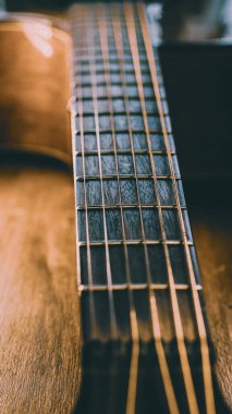 Telli bir gitar boynu.