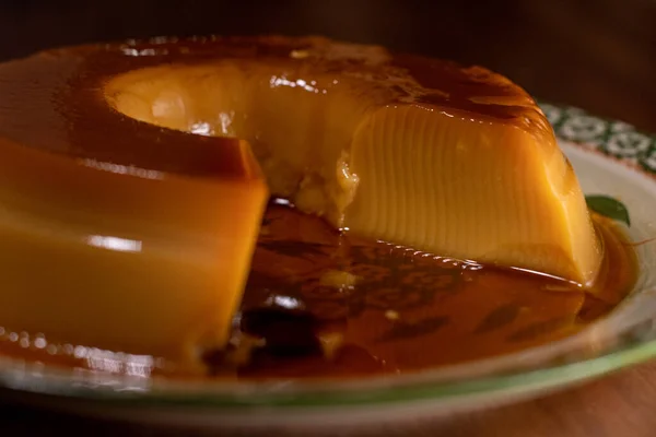 Flan Vainilla Delicioso Postre Con Mucho Caramelo Postres Típicos Argentinos —  Fotos de Stock