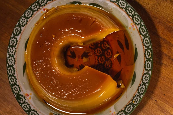 Flan Vainilla Deliciosa Sobremesa Com Monte Caramelo Sobremesa Típica Argentina — Fotografia de Stock