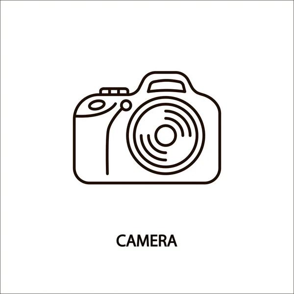 Icono de línea de cámara. Ideal para el diseño de servicio de fotos. Se puede utilizar para el diseño de sitios web o perfiles. Por ejemplo, para indicar la cartera — Vector de stock