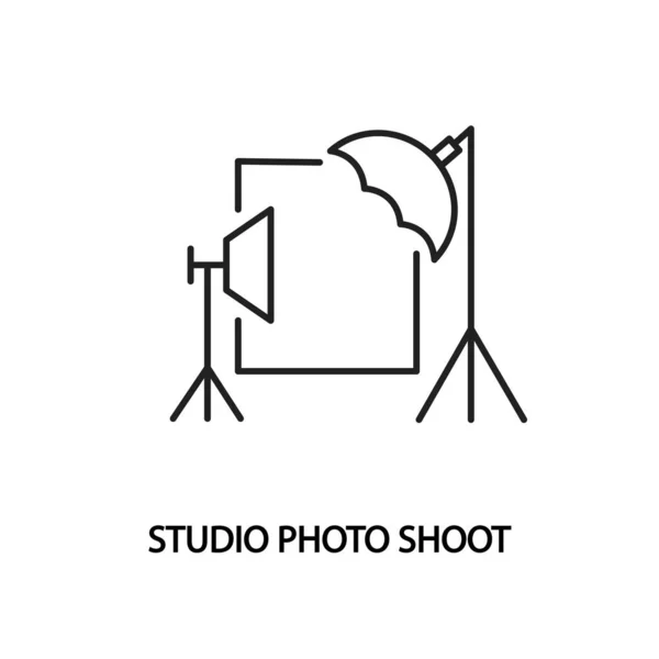 Studio photo shoot flat line icon. Sessione fotografica — Vettoriale Stock
