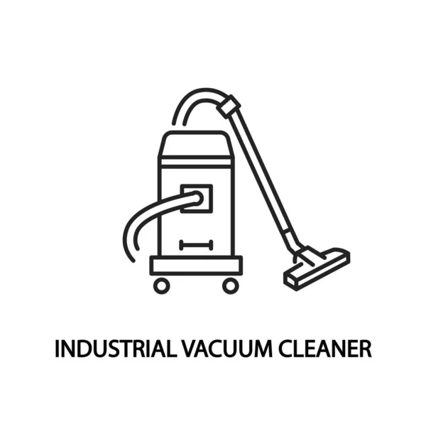 Linha de aspirador industrial ícone plana. Limpeza após o símbolo de renovação — Vetor de Stock