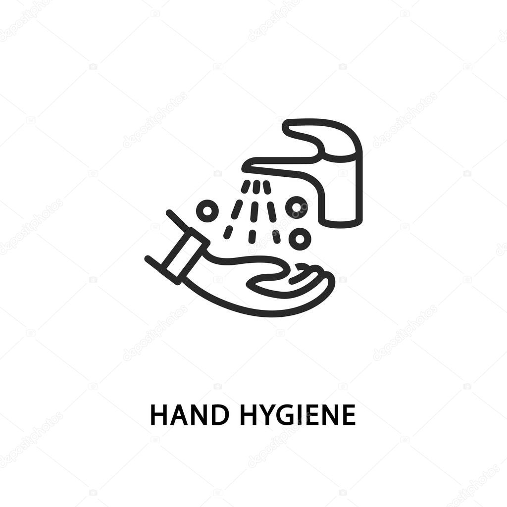 Hand hygiene line flat icon. Hand washing symbol