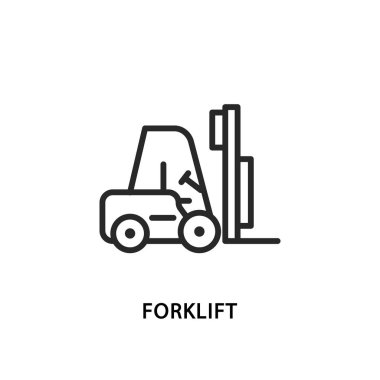 Forklift düz çizgi simgesi. Vektör illüstrasyon çatal kamyonu.