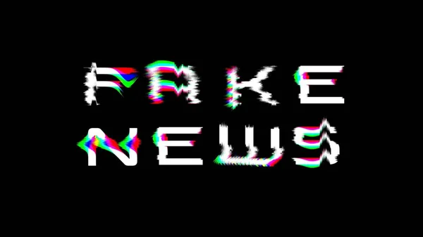 Fake News Text Glitch Effekt Schwarzer Hintergrund Pixel Interferenzen Schriftart — Stockfoto