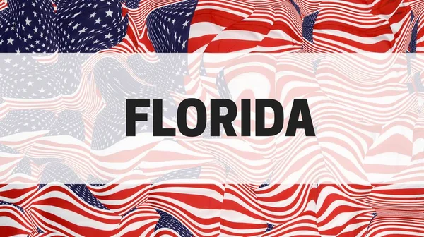 Florida Staatstext Auf Illustration Der Amerikanischen Flagge — Stockfoto