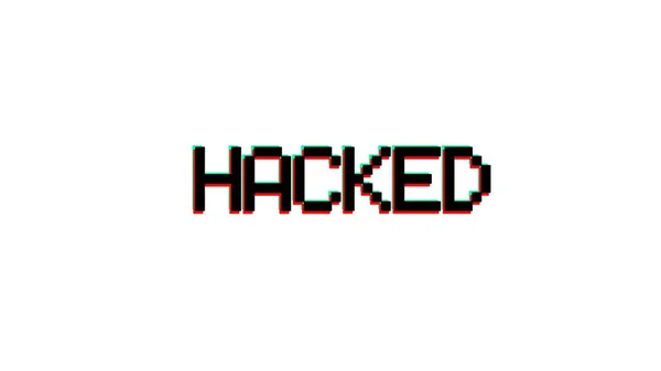 Hacked Retro Glitch Texto Tela Pixelada Fundo Branco — Fotografia de Stock