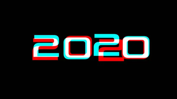 2020 Ημερομηνία Μήνυμα Κειμένου Glitch Ρετρό Στυλ Μαύρο Φόντο — Φωτογραφία Αρχείου