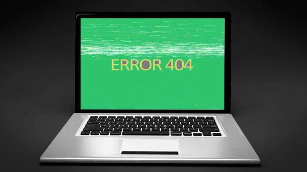 Laptop taşınabilir bilgisayar, ERROR 404 metin 80 'lerin VHS hasar hatları, retro tarzı