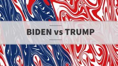 Biden, ABD başkanlık seçimleri için Trump 'a karşı 2020, Amerikan bayrağı illüstrasyon metni