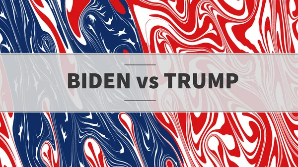 Biden vs Trump flyer for US presidential election 2020, american flag background illustration text