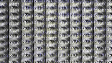 Her TV 'de bir gözü olan televizyon duvarı, büyük kardeş, kamera gözetimi, gözler.