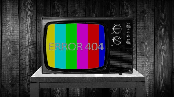 ERROR 404 tv no signal vertical color bars, retro tv static letters, technology