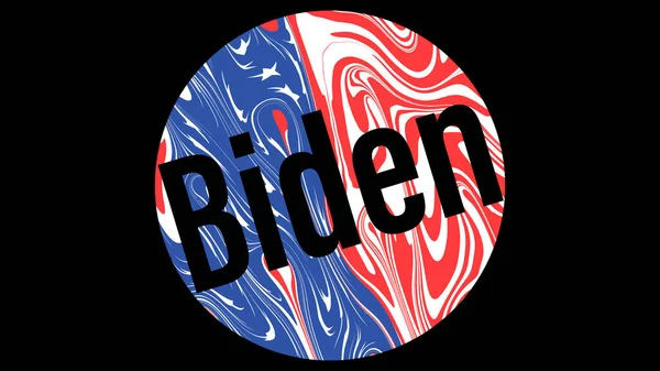 Joe BIDEN rozeti, Birleşik Devletler kampanyası için yuvarlak şekilli düz tasarım broşürü. ABD Amerika 'nın seçim oylaması. ABD bayrağı