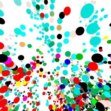 Beyaz arka planda renkli yuvarlak şekiller. Uçan balonlar, 3D toplar. Bilimsel konsept, kimya, atomlar için. düz dizayn küre şekli. Parti zamanı. Kutlama. Konfeti. Boş alan, beyaz alan... Görüntü