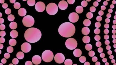 Pembe 3D yuvarlak dolambaçlı animasyon atomları çağrıştırıyor. Kuantum fiziği, sonsuz küçüklükte virüs, koronavirüs.