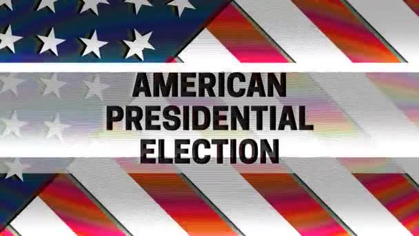 American Presidential Election Text Retro Screen Glitch Effect Vintage Visible — Stock Video