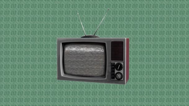 Televisión Retro Vintage Con Ruido Estático Diferentes Patrones Fondo Moda — Vídeo de stock