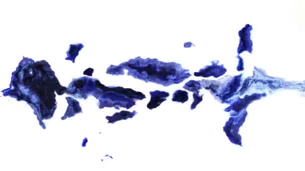 白底上美丽的水花蓝墨水污迹运动 — 图库视频影像