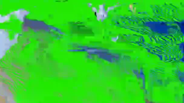 Изолированная Анимация Пикселей Глюком Green Screen Композитинг Наложение Слой — стоковое видео