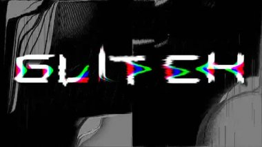 Arızalı ekran arkaplanı, arıza sanatı sunum metni, döngü üzerindeki 3D GLITCH piksel yazı tipi iletisi