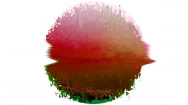 Beyaz arkaplan piksellerinde izole edilmiş renkli yuvarlak şekil parazitleri, piksellerde boş alan, LOOP