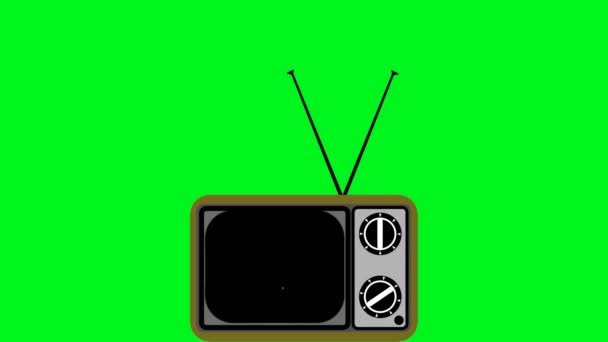 テレビ静的な白いノイズとレトロなスタイルでテレビの描画カウントダウン10から0まで グリッチトレンドヴィンテージ番号との最後のカウントダウン 緑の背景 平面設計 — ストック動画