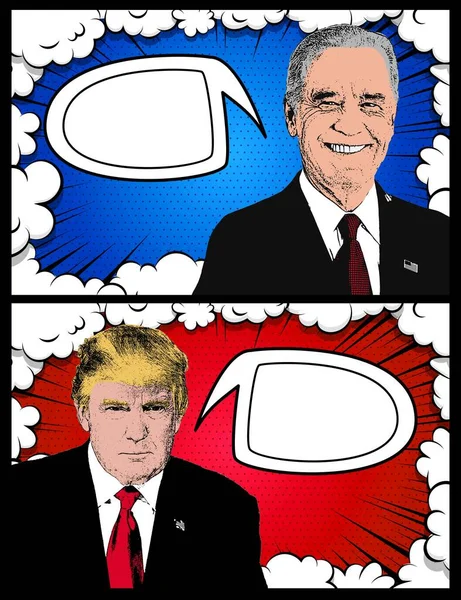 Cartoon Box Showing Joe Biden Donald Trump Talking Each Other — Stock Photo, Image