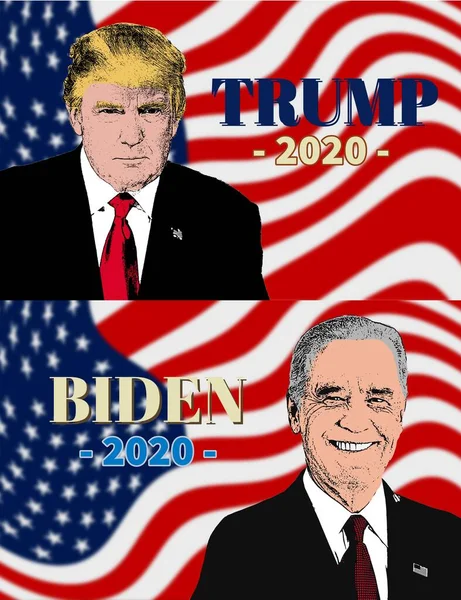 Wahlplakat Biden 2020 Und Wahlplakat Trump 2020 Illustration Flyer Broschüre — Stockfoto