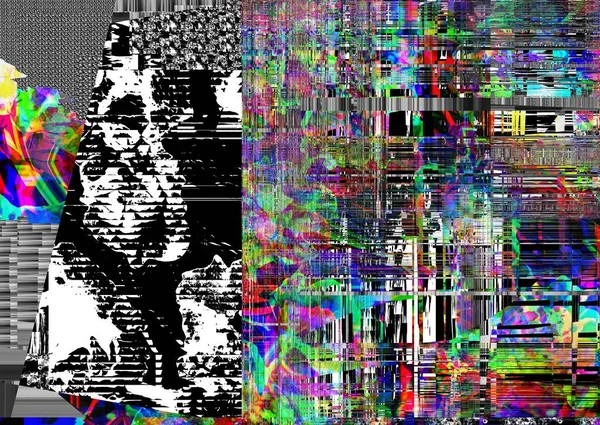 Sanal gerçeklik parazitleri. 3 boyutlu görüntü. Retro vintage teknoloji geçmişi. Modayı takip eden dijital grafiti duvar kağıtları, parlayan rgb cmyk renkleri. - Evet. Soyut çizgiler