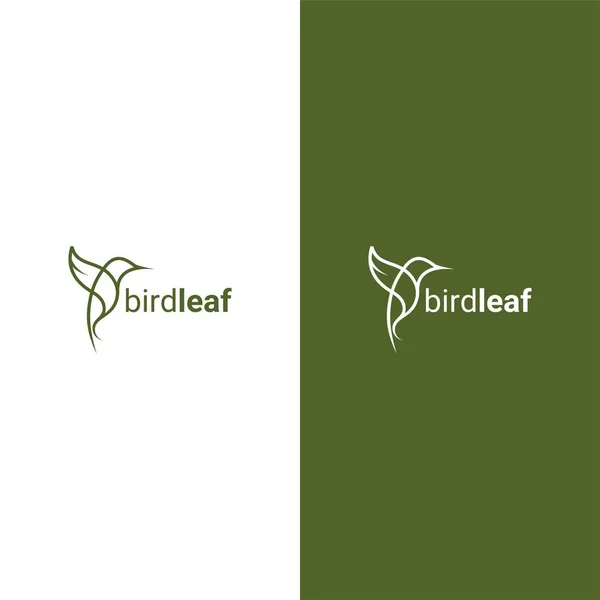 Pájaro moderno de lujo creativo con plantilla de logotipo de hoja verde — Archivo Imágenes Vectoriales