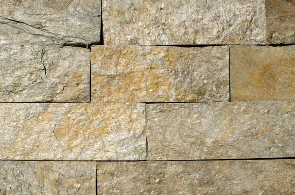 Gestapelte Steinmauer Hintergrund Wand Aus Großen Braunen Grauen Steinen — Stockfoto