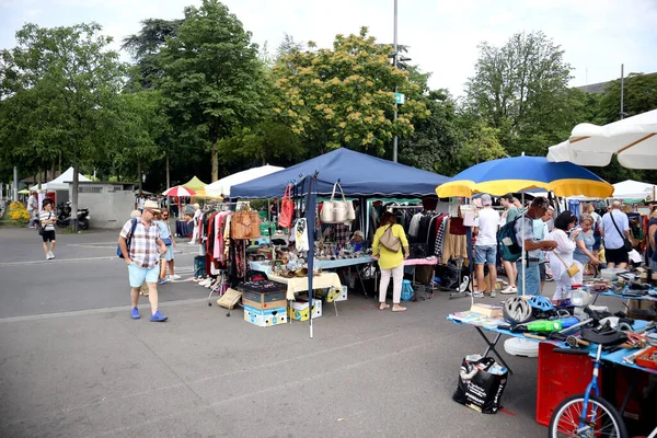 Zurich Suiza Julio 2019 Mercado Fuga Burkliplatz Sábado Zurich Con — Foto de Stock