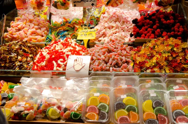 Istanbul Türkei März 2019 Nahaufnahme Verschiedener Bunter Bonbons Gelee Bohnen — Stockfoto