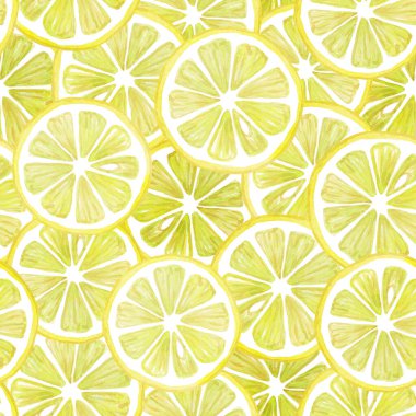 Limon halkaları elementlerinin suluboya desenleri. Beyaz arkaplanda izole çizim