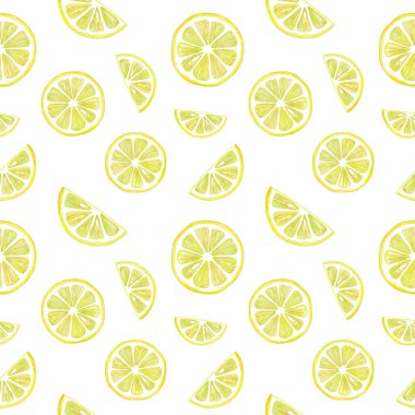 Limon halkaları elementlerinin suluboya desenleri. Beyaz arkaplanda izole çizim