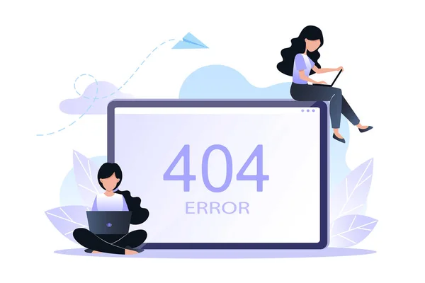 Hata 404 sayfası veya dosya insanların konseptiyle bulunamadı. Web sayfası, afiş, eğitim, programlama, sunum, sosyal medya, belgeler için illüstrasyon. Web sitesi bakımı, inşaat halindeki web sitesi, vektör 