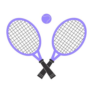 Spor tasarımı için beyaz zemin üzerinde raketler ve toplar bulunan tenis illüstrasyonu