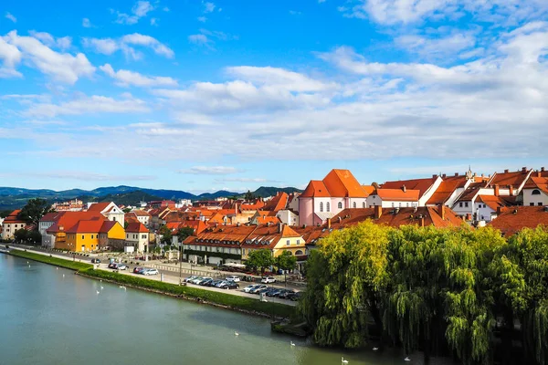 Panorama Miasta Maribor Słowenia Rzeka Drava Europa — Zdjęcie stockowe