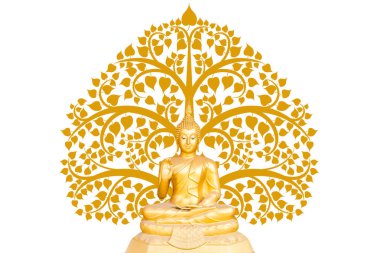 buddha statue on bodhi tree background, The important day of buddhist concept clipart