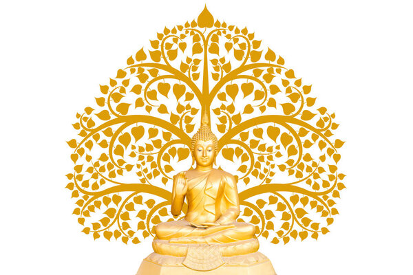 buddha statue on bodhi tree background, The important day of buddhist concept